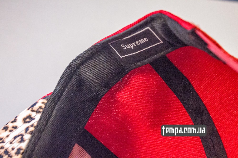 кепка snapback Supreme красная с американским флаком и леопардовым козырьком бейсболка оригинальная_4