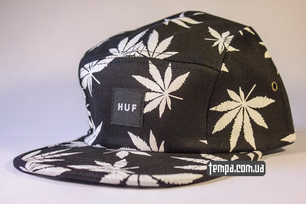пятипанельная кепка HUF черная с канаплей оригинальная