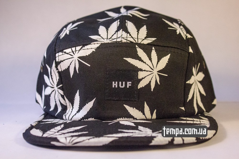 пятипанельная кепка HUF черная с канаплей оригинальная_1
