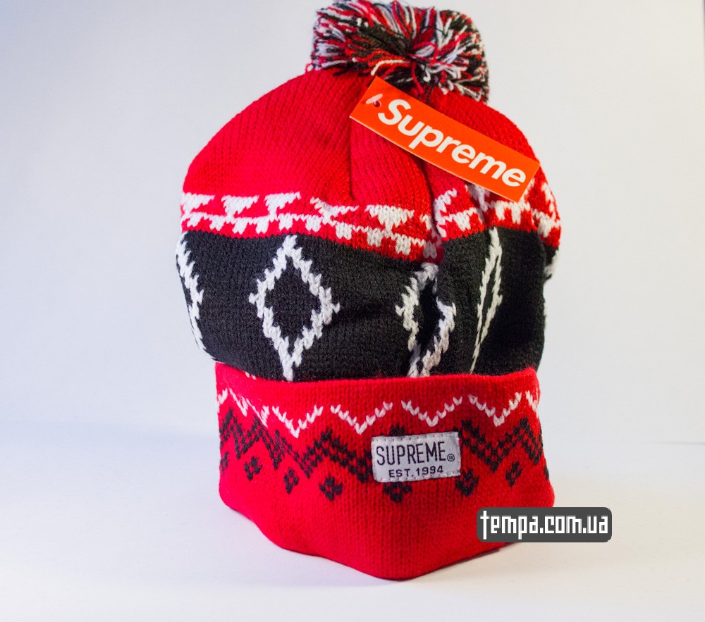 шапка SUPREME красная винтажная купить в украине