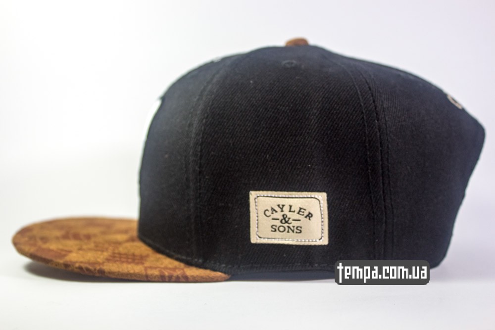 купить бейсболку snapback Cayler and Sons черную с коричневым козырьком в украине