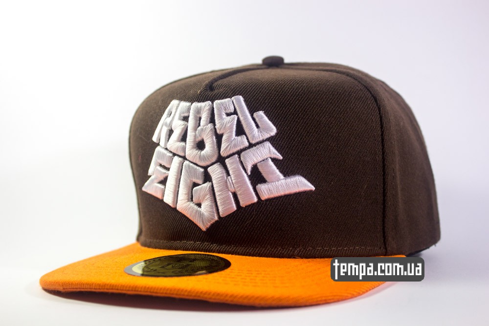 купить кепку бейсболку snapback rebel 8 коричневую с оранжевым козырьком в украине