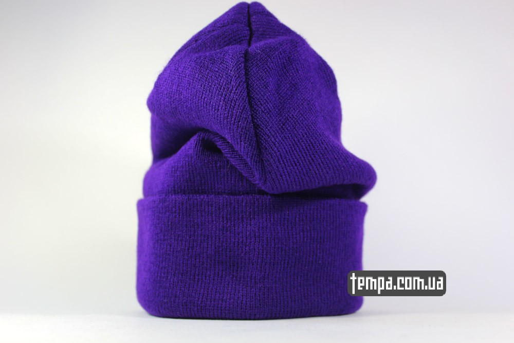оригинальная фиолетовая зимняя женская шапка beanie Diamond с рубином