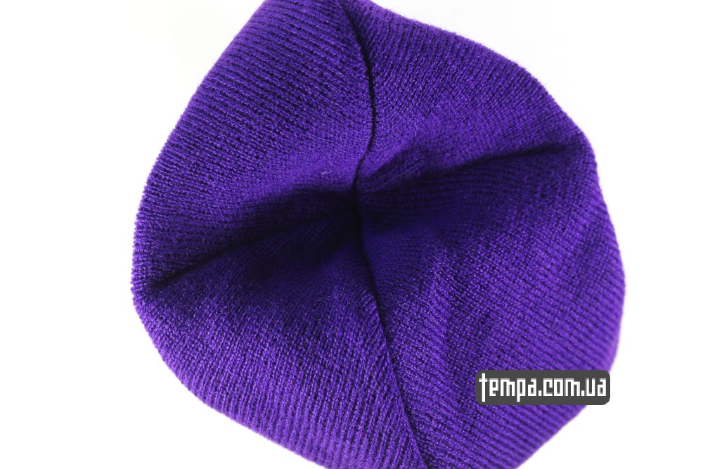 шапка фиолетовая beanie Diamond теплая зимняя женская