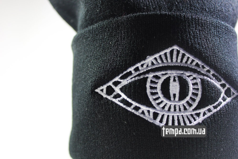 женская черная шапка с глазом i am vibes ASOS beanie boy