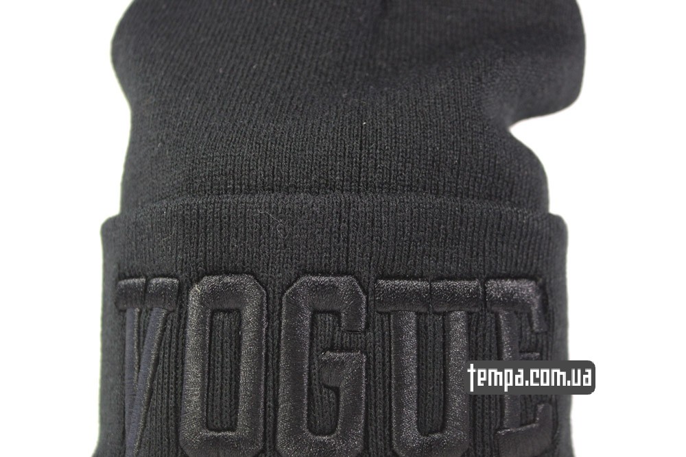 VOGUE beanie черная шапка с черной надписью купить украина