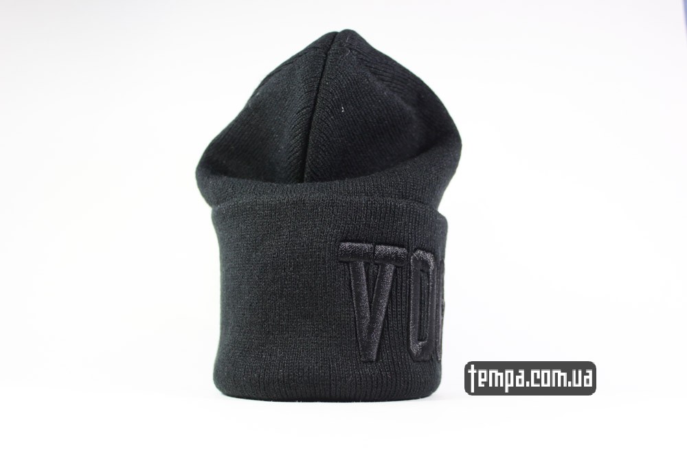 вог шапка VOGUE beanie черная на черном с надписью купить украина