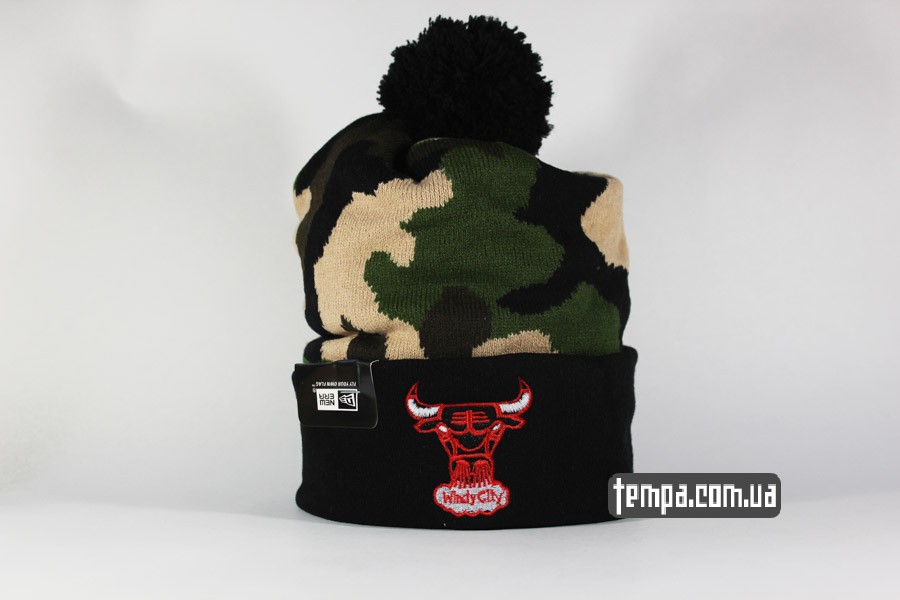 beanie шапка chicago bulls NBA NEW ERA с быком военная