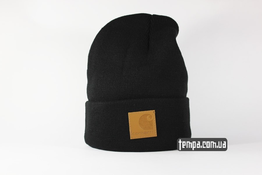 черная шапка beanie Carhartt кожа
