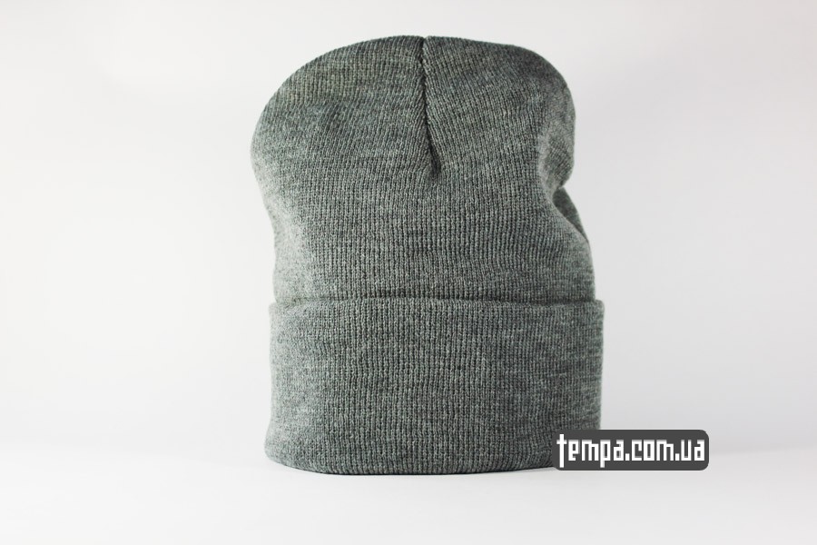 кархарт одежда купить украина шапка beanie Charhartt серая с кожаным логотипом