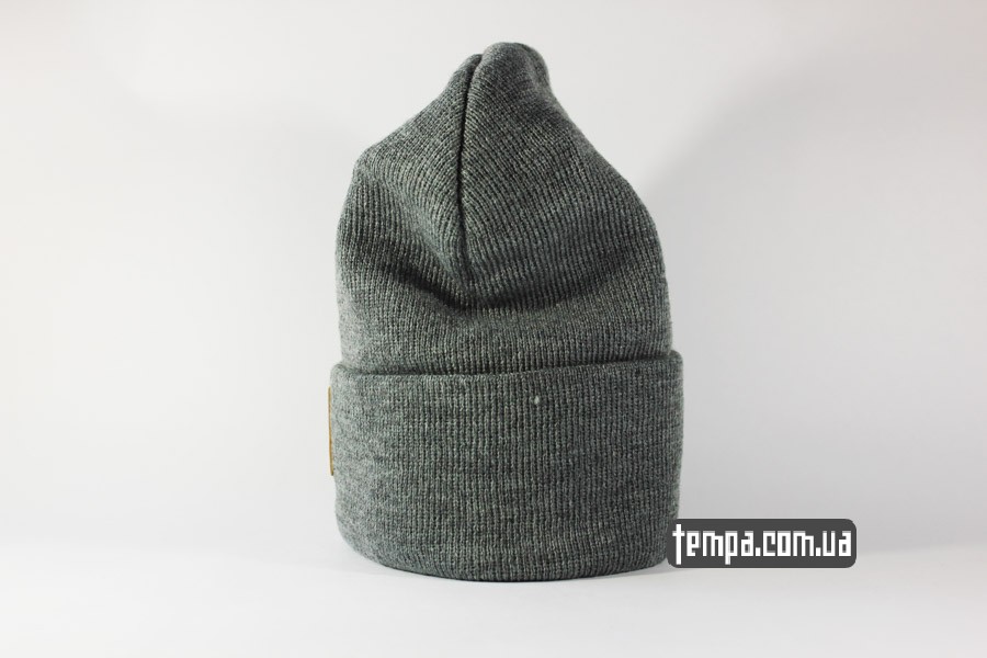 шапка beanie Charhartt серая с кожаным логотипом украина заказать оригинал