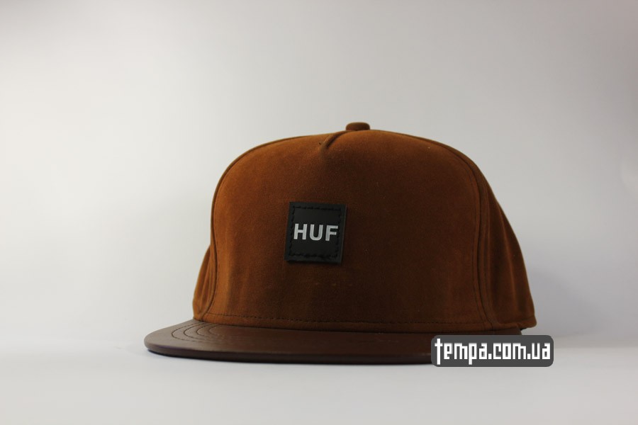кепка бейболка snapback huf USA коричневая кожа замш