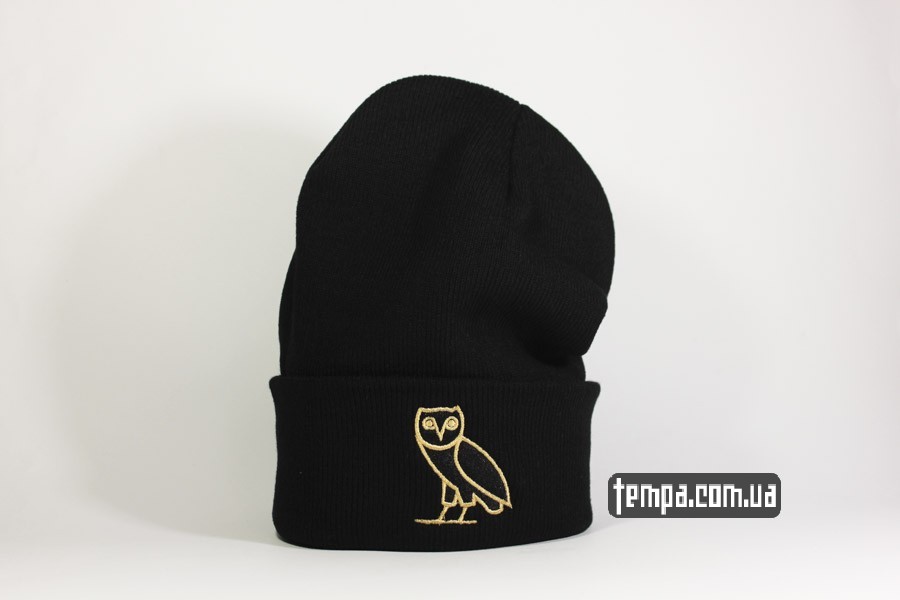 шапка beanie Drake Owl сова черная с зототым