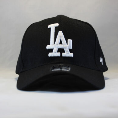 Купить бейсбольную кепку New Era LA Los Angeles черную с белым логотипом в Украине