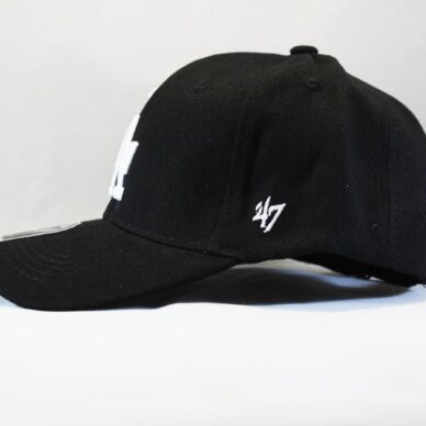 Купить бейсбольную кепку New Era LA Los Angeles черную с белым логотипом в Украине