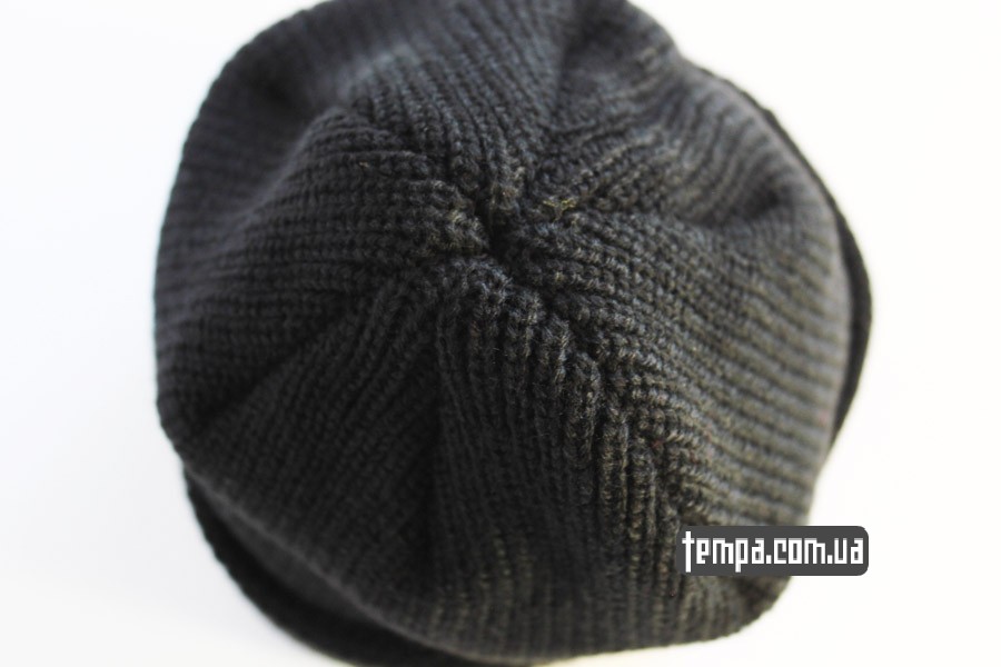американская шапка DC beanie бини черная кожаный логотип
