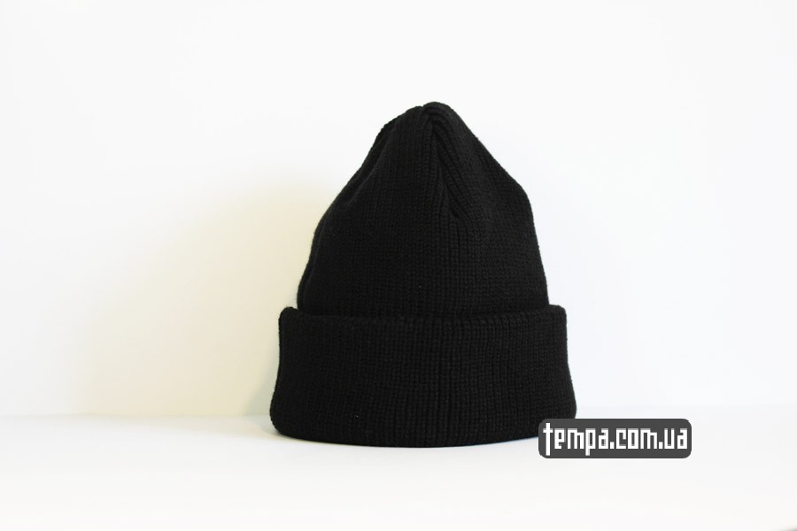 диси скейтерская одежда шапка DC beanie бини черная кожаный логотип