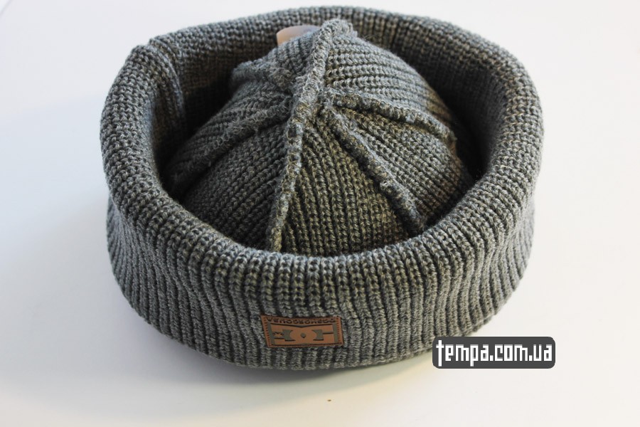 двойная зимняя шапка DC USA Beanie серая бини купить