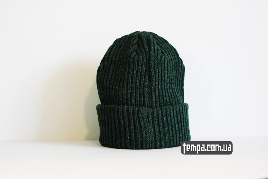 двойная зимняя шапка dickies beanie зеленая купить