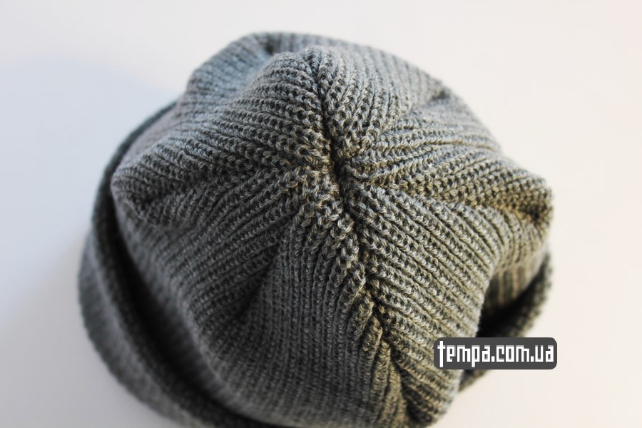 очень теплая мужская женская шапка DC USA Beanie серая бини купить