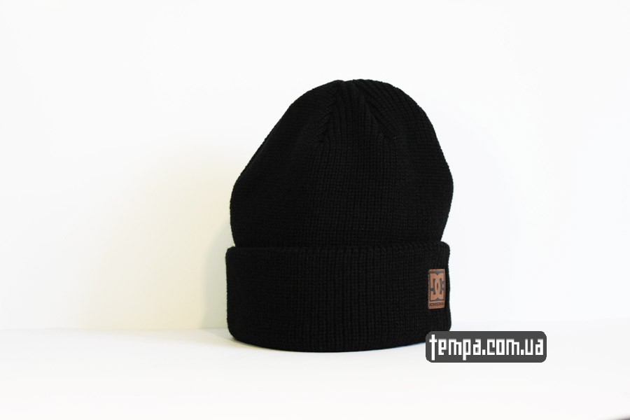 шапка DC beanie бини черная кожаный логотип