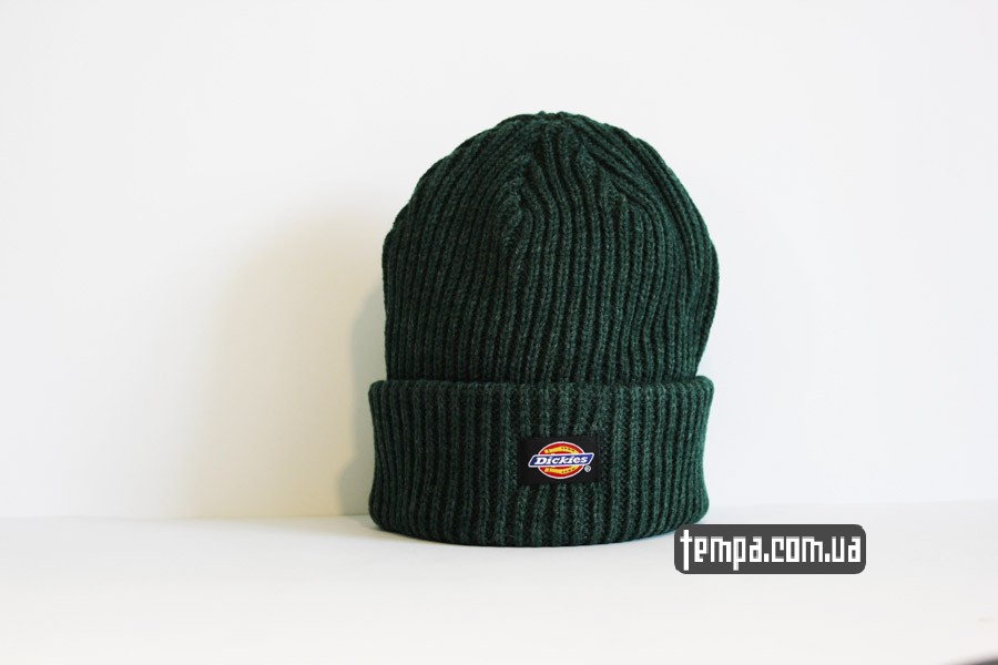 шапка dickies beanie зеленая купить