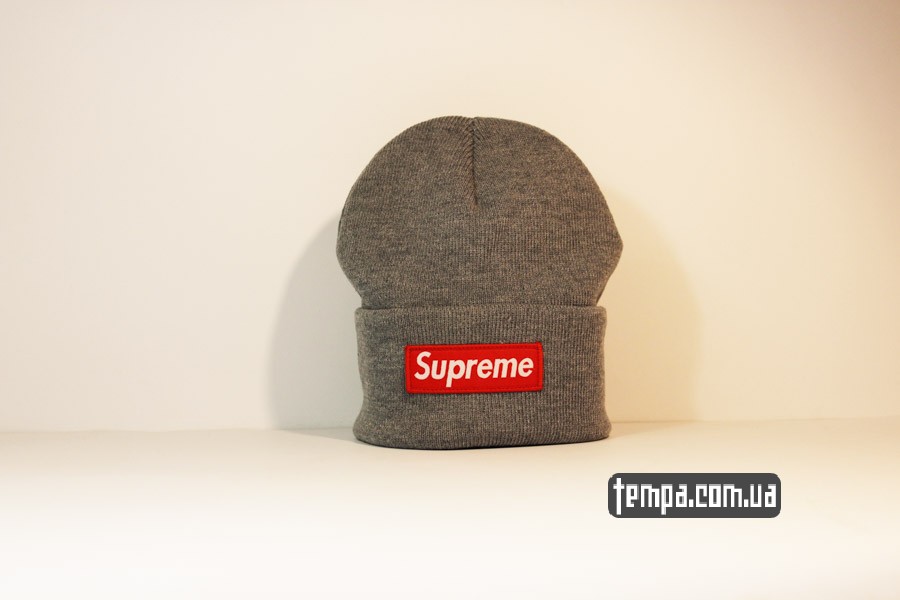 шапка beanie supreme серая оиригнал суприм Украина