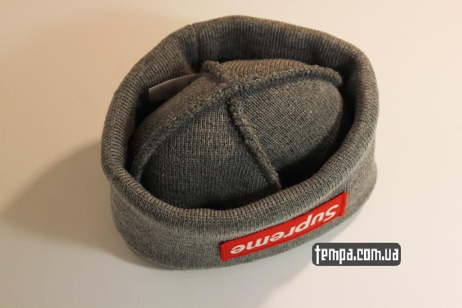 шапка теплая оригинал шапка beanie supreme серая оиригнал суприм Украина