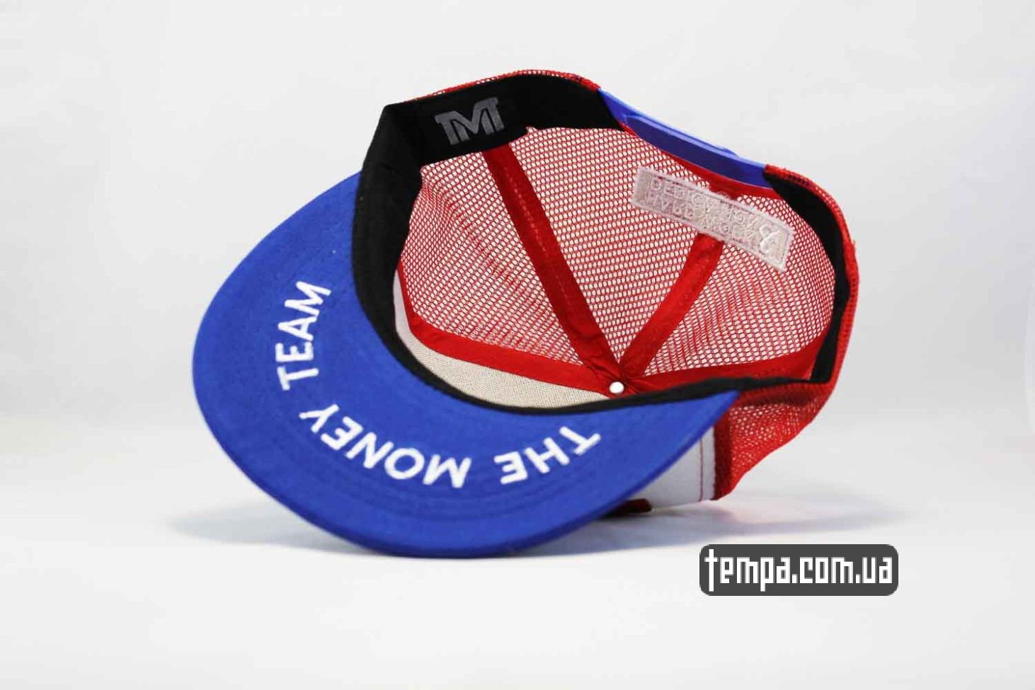 красная синяя кепка snapback TRUCKER TMT THE MONEY TEAM с сеточкой
