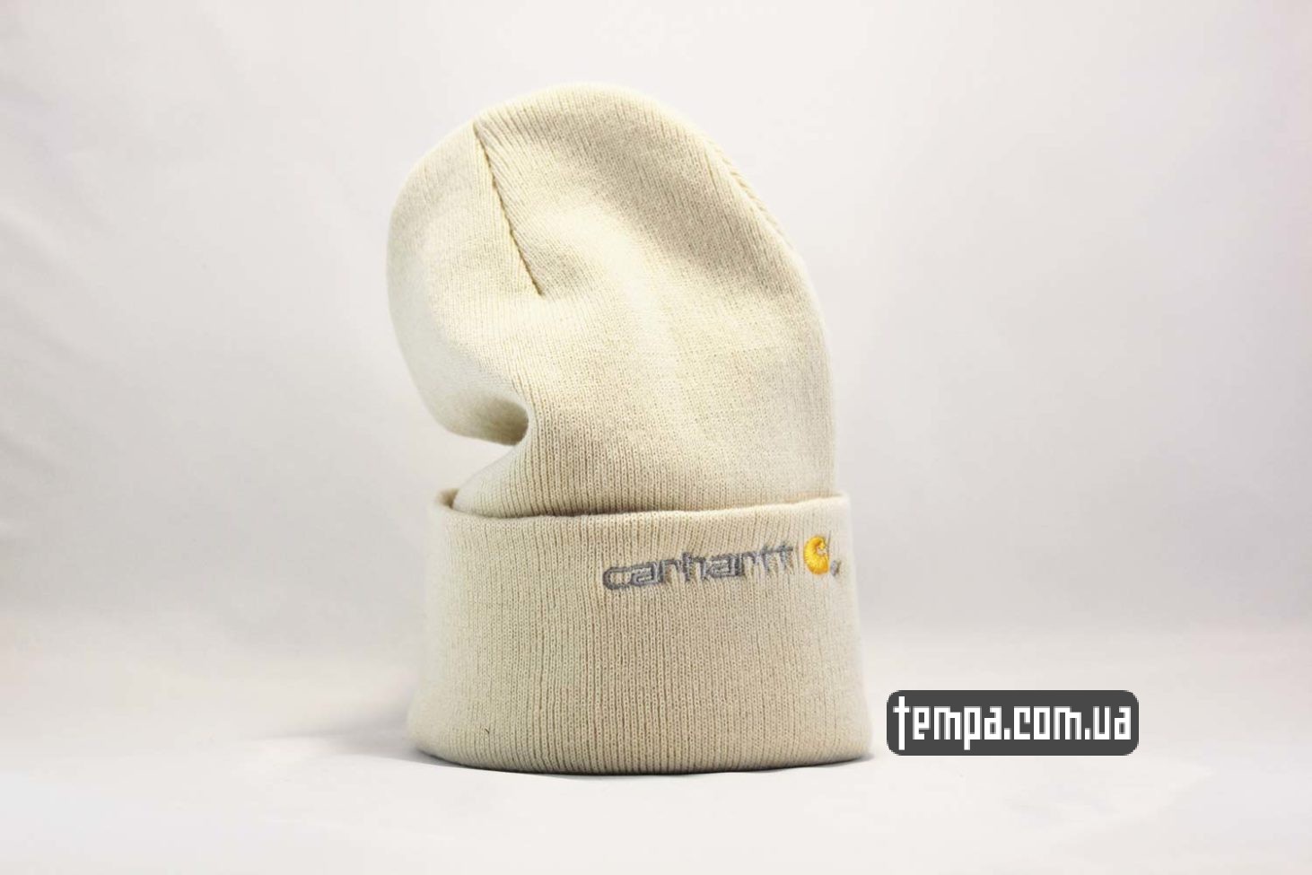 шапка бини carhartt бежевая logo