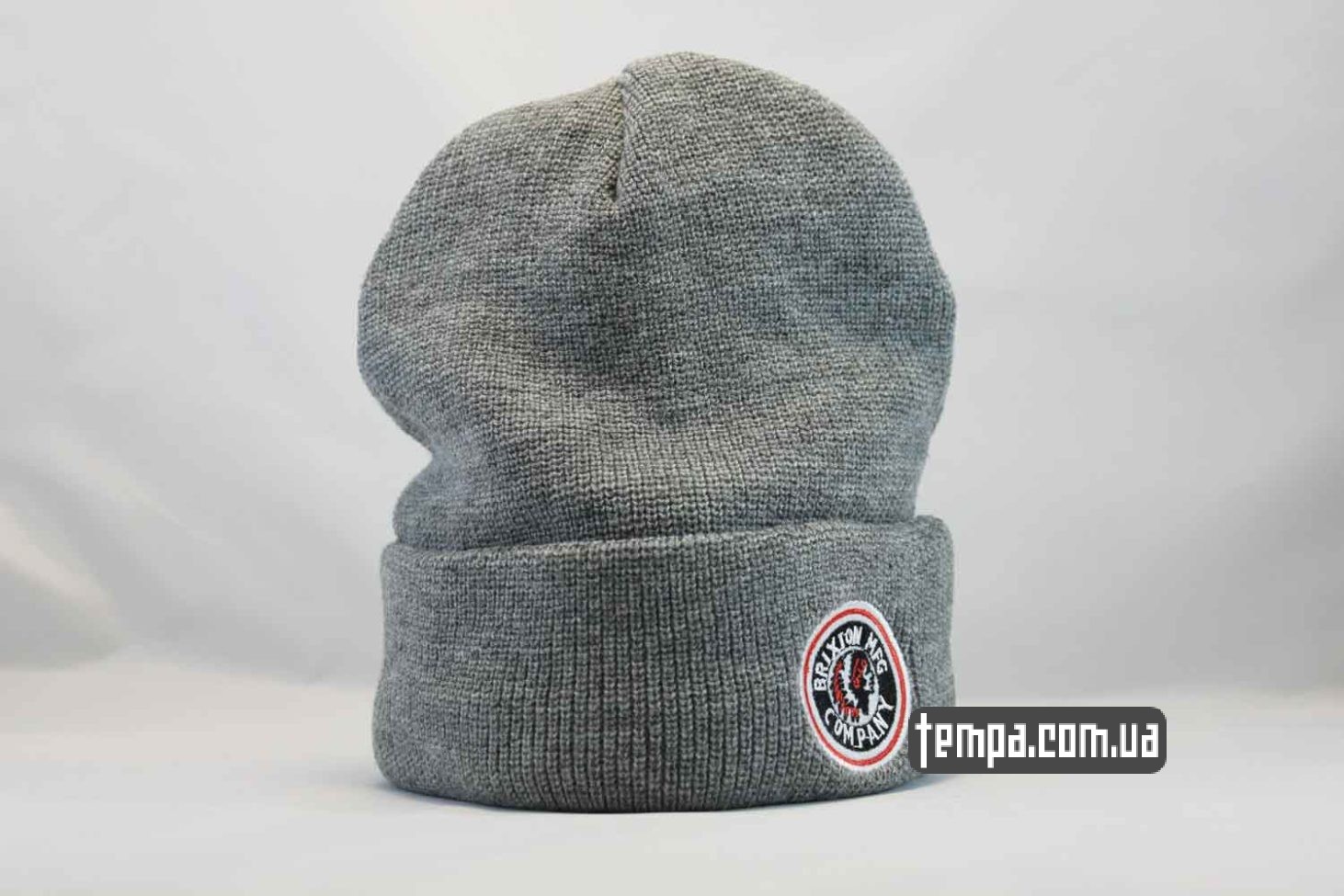 шапка beanie BRIXTON MFG CO серая indian с индейцем