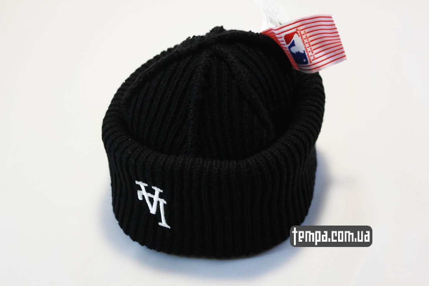 зимняя двойная мужская женская бини шапка beanie LA Los Angeles New Era black черная