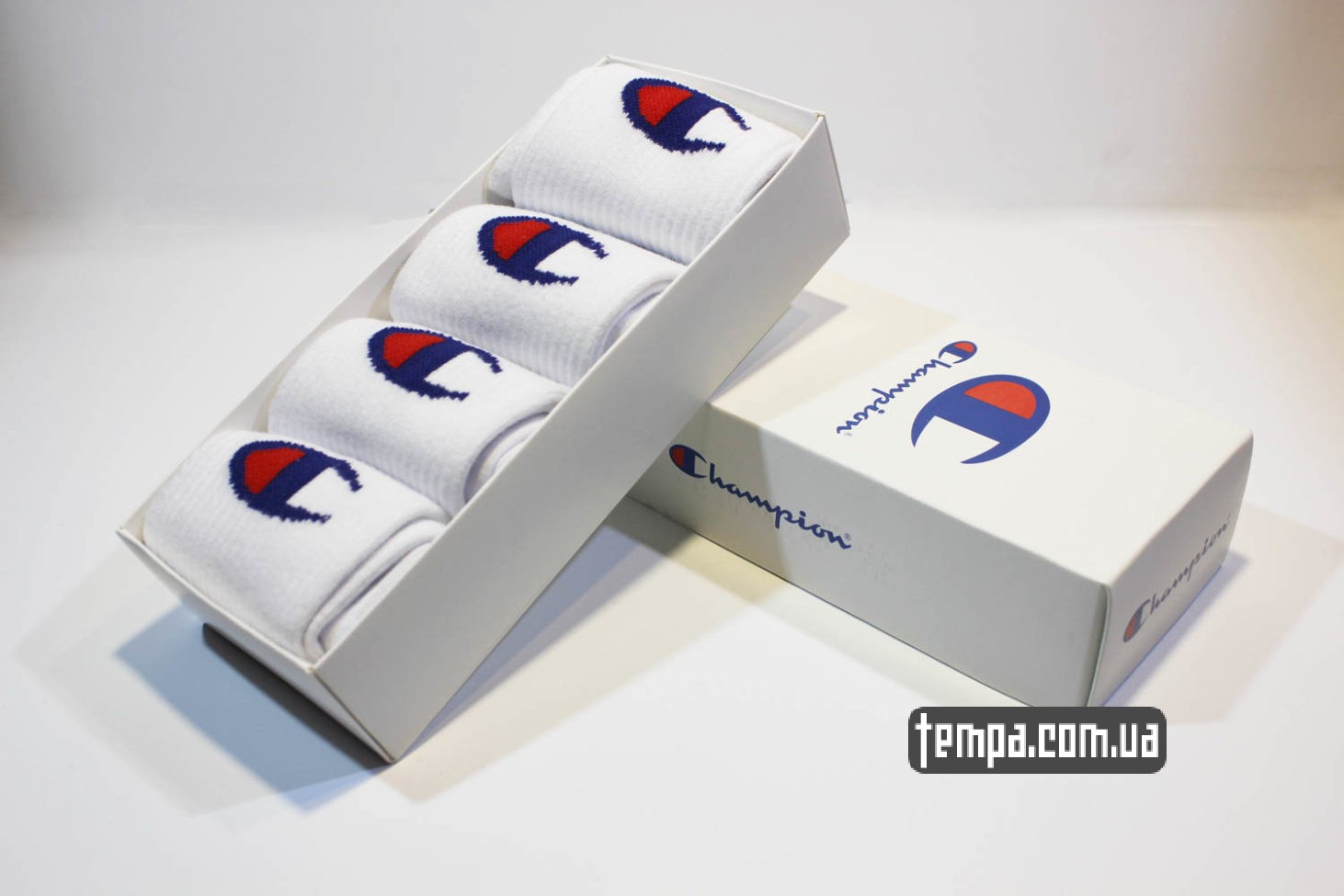 высокие носки Champion белые с логотипом