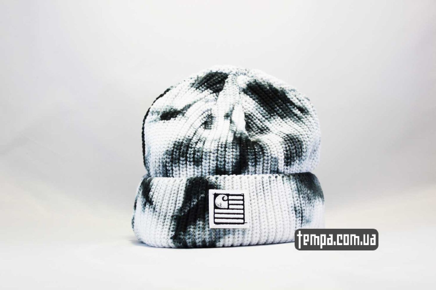 шапка beanie Carhartt пятнистая черно-белая шапка beanie Carhartt пятнистая черно-белая