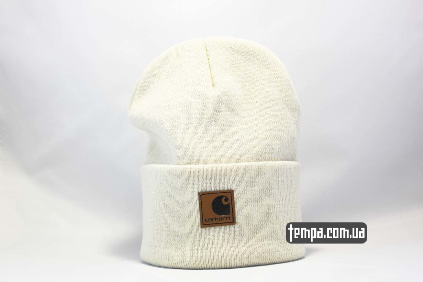 шапка beanie carhartt white leather кожаная