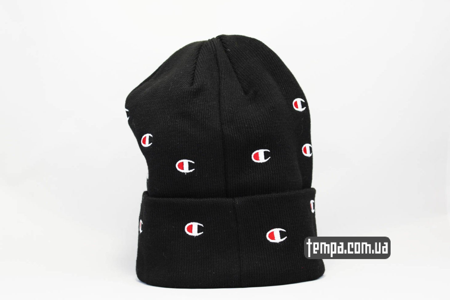 зимние бини купить шапка beanie Champion black черная с логотипами зимние бини купить шапка beanie Champion black черная с логотипами