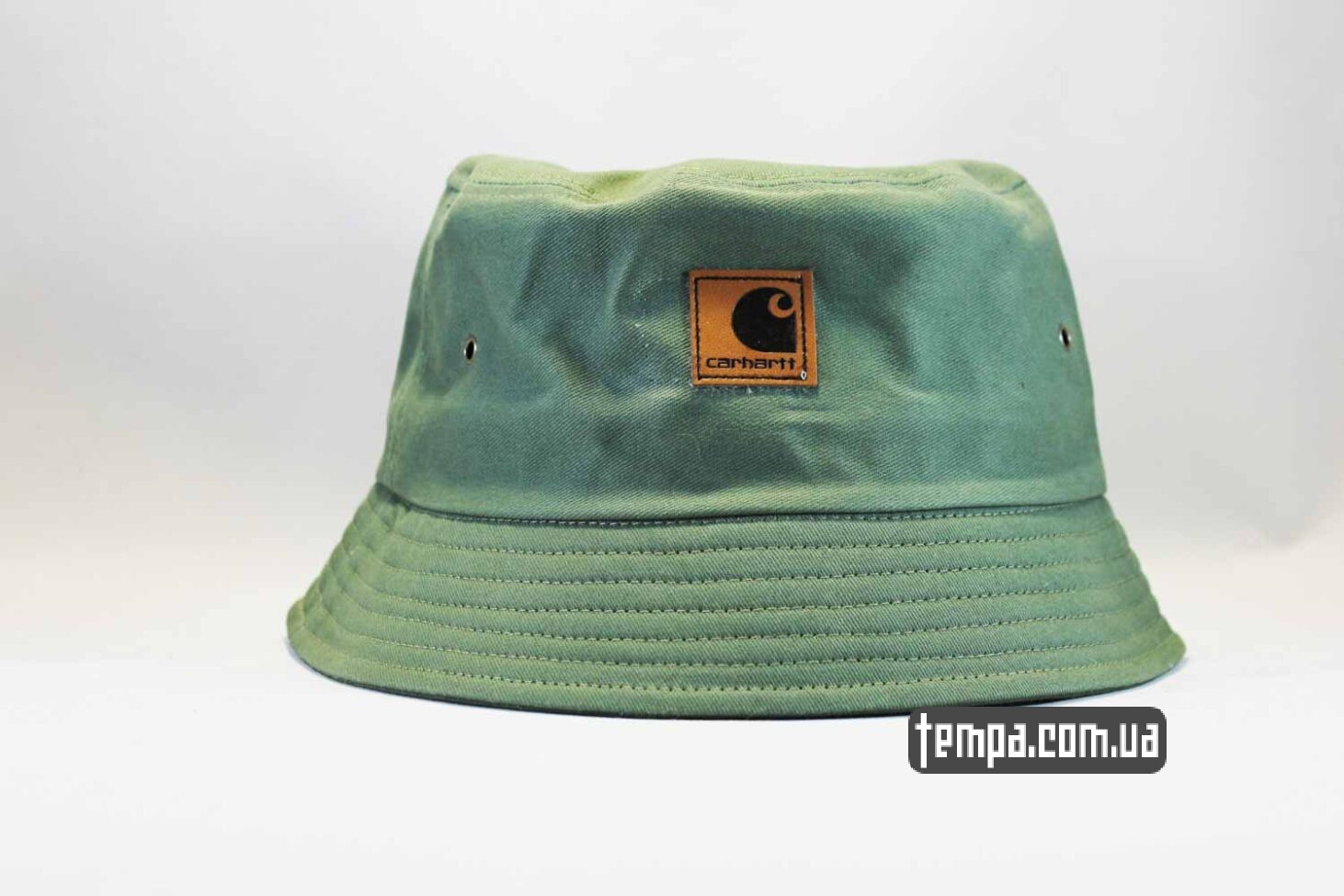 панама купить Carhartt зеленая кожаный логотип