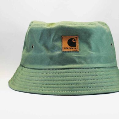 панама купить Carhartt зеленая кожаный логотип
