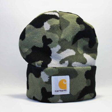 двойная теплая шапка beanie carhartt зеленая военая милитари military
