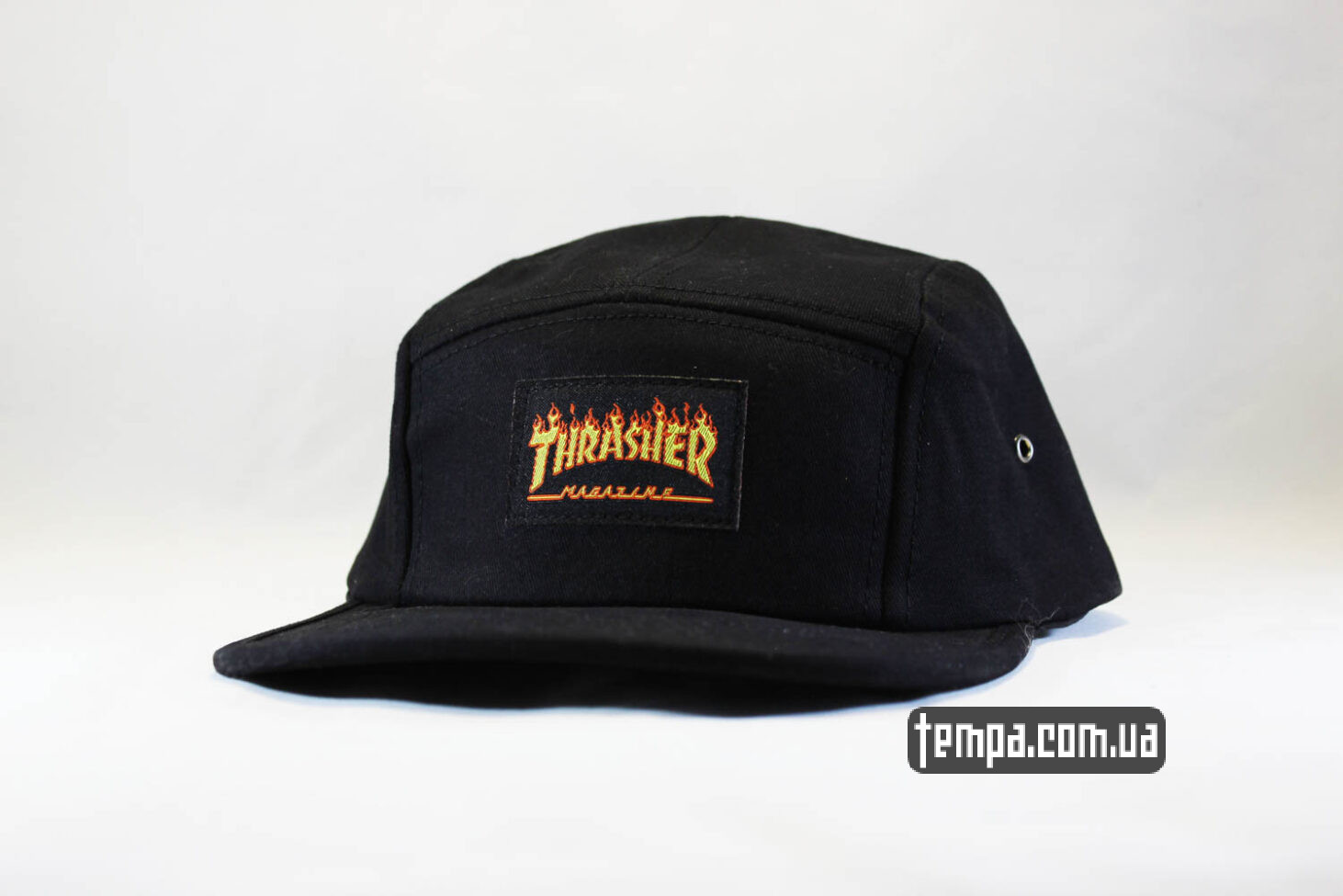Купить пятипанельную кепку Thrasher черного цвета с логотипом в огне в Украине Купить пятипанельную кепку Thrasher черного цвета с логотипом в огне в Украине