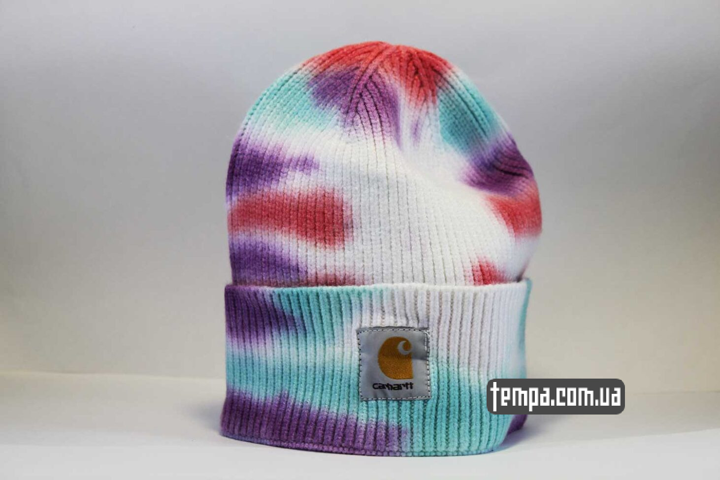 бини теплные шапка beanie Carhartt tie dye Тай Дай сиреневая красная зеленая