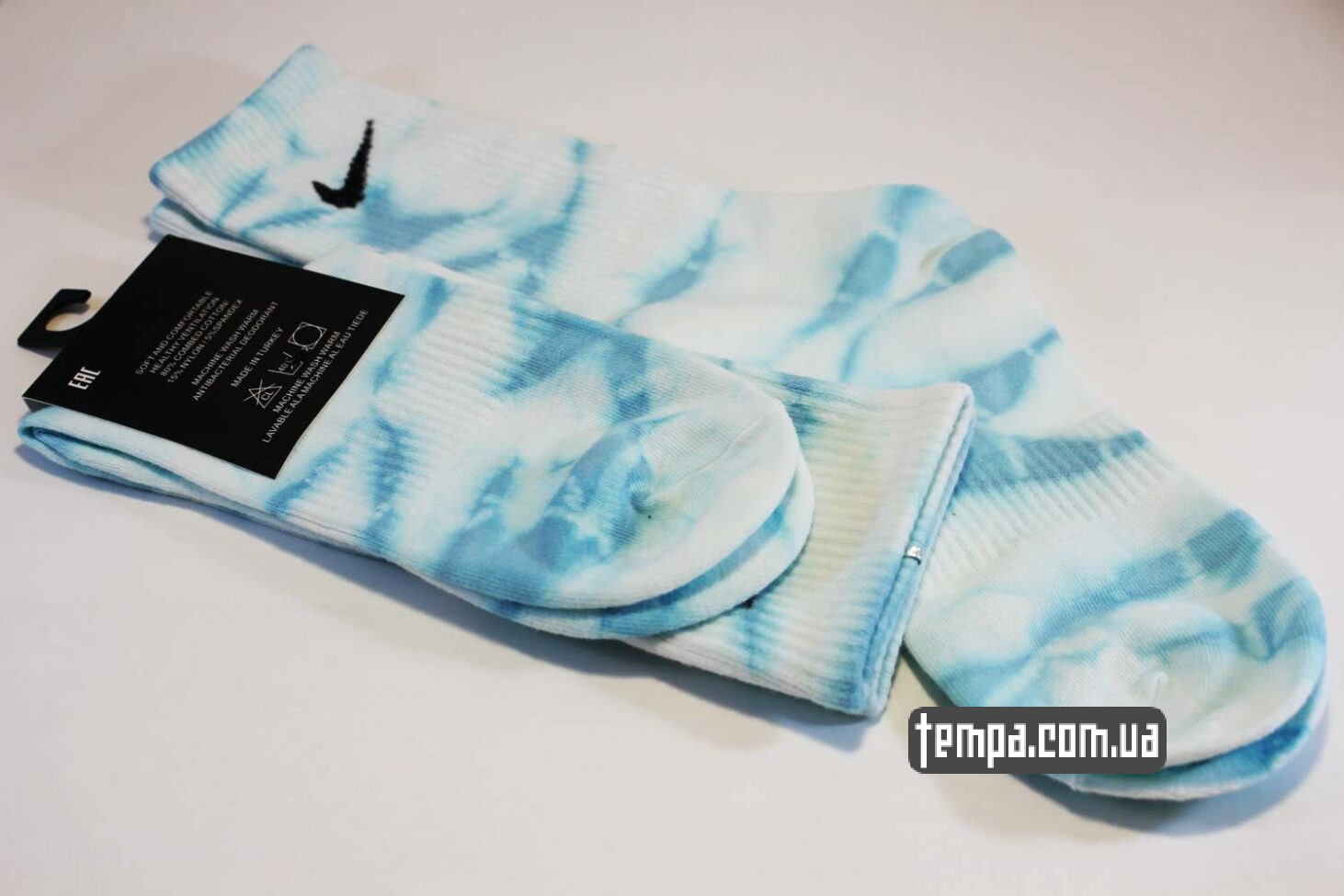 Высокие Носки tie dye Nike Тай Дай голубые