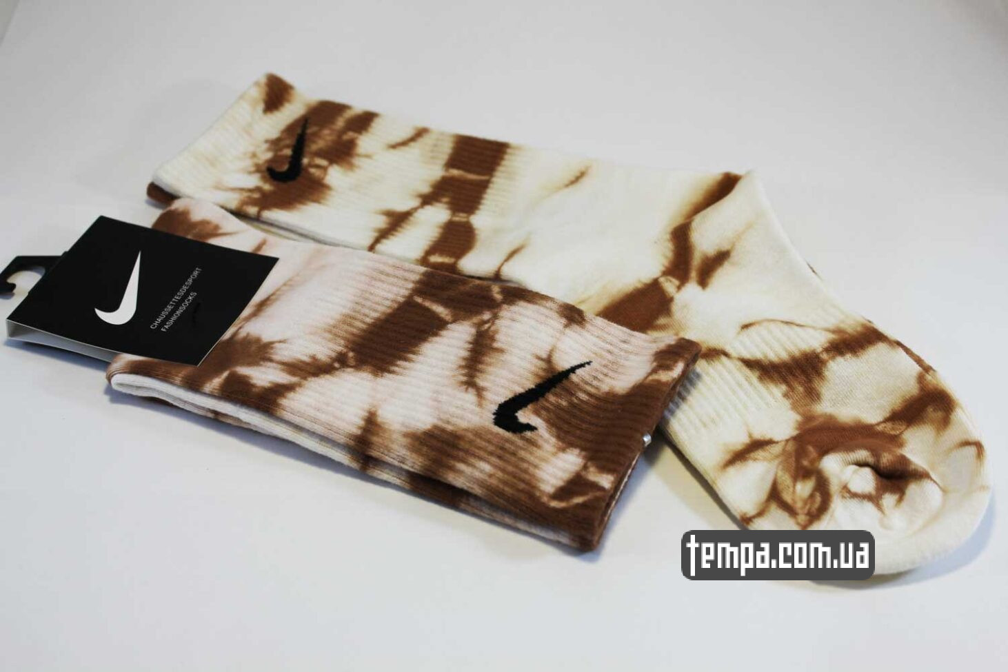 Высокие Носки tie dye Nike Тай Дай коричневые винтажные