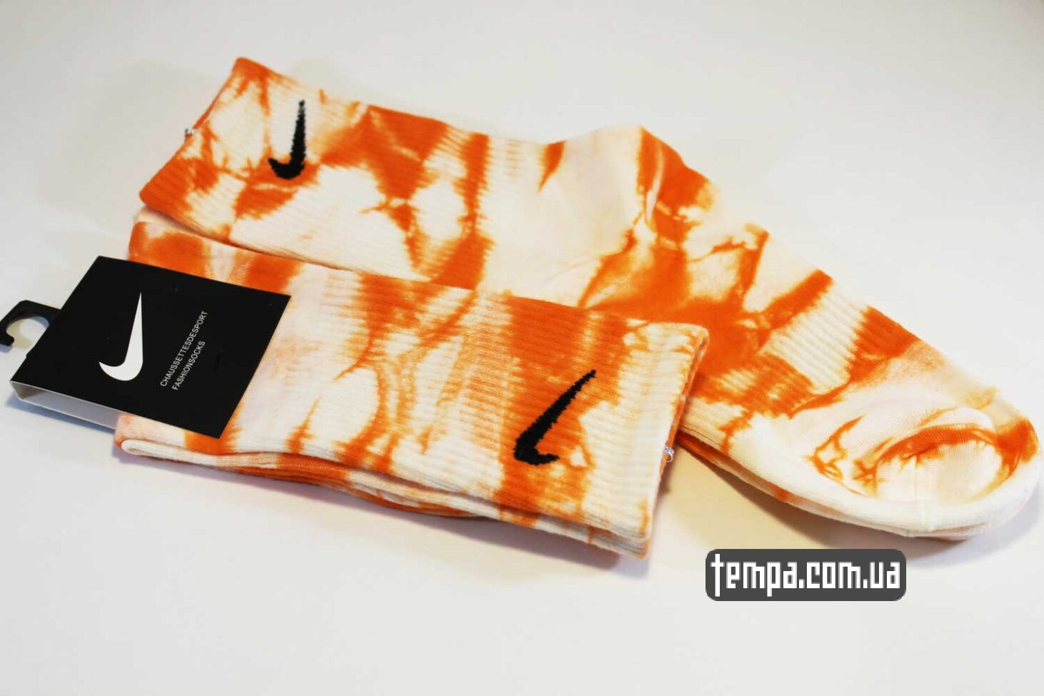 Высокие Носки tie dye Nike Тай Дай оринжево белые