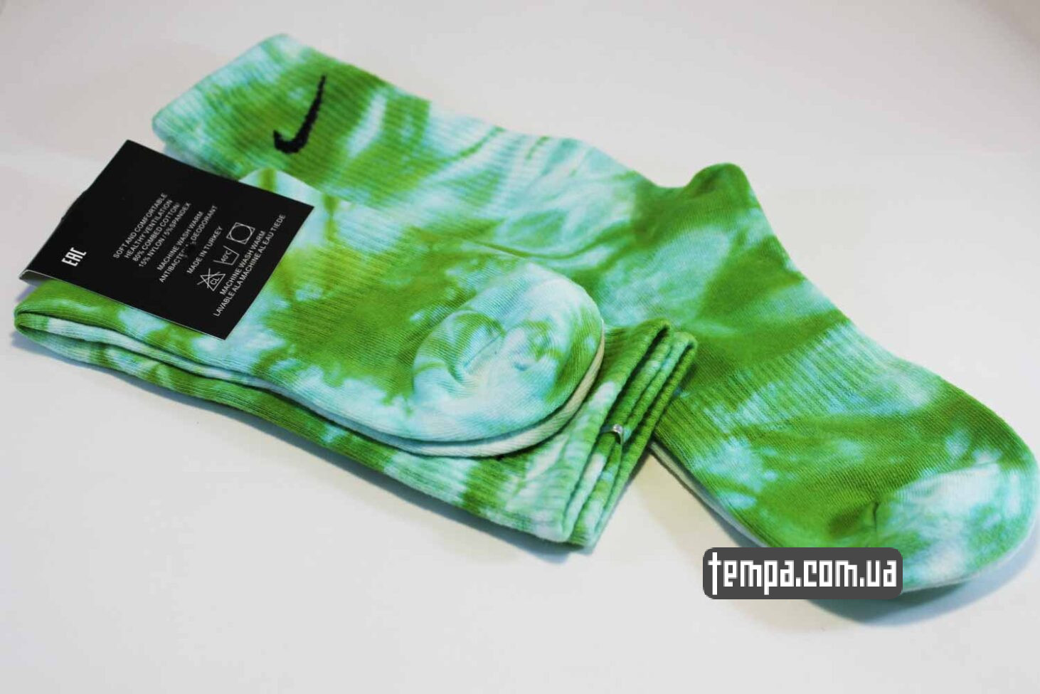 Высокие Носки tie dye Nike Тай Дай зеленые винтажные