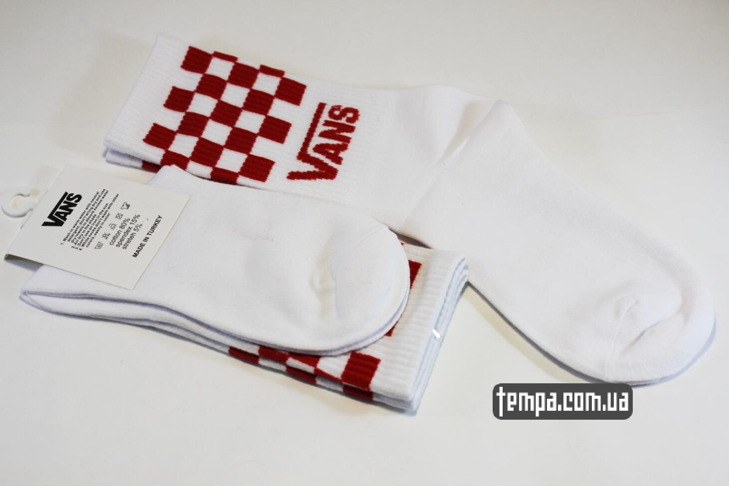 Высокие носки Vans в клетку красную